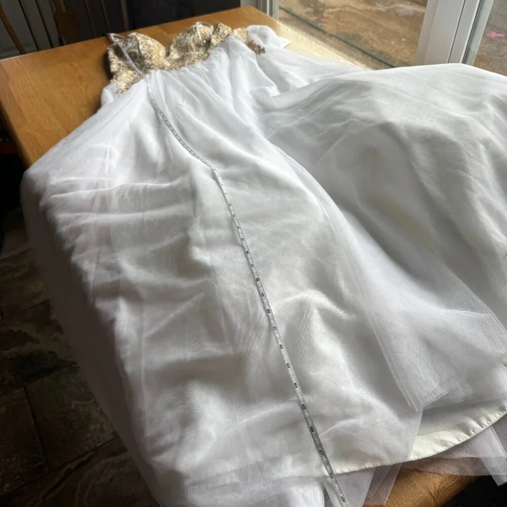 Say Yes to the Prom Dress White Gold Embellished Dress Size 17 NWT